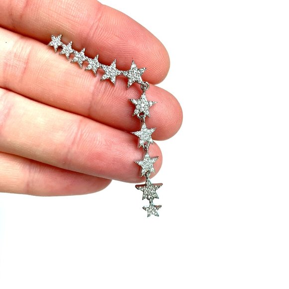 NEW ~ Anthropologie SHASHI Star Disco Climber Earrings - Picture 4 of 11